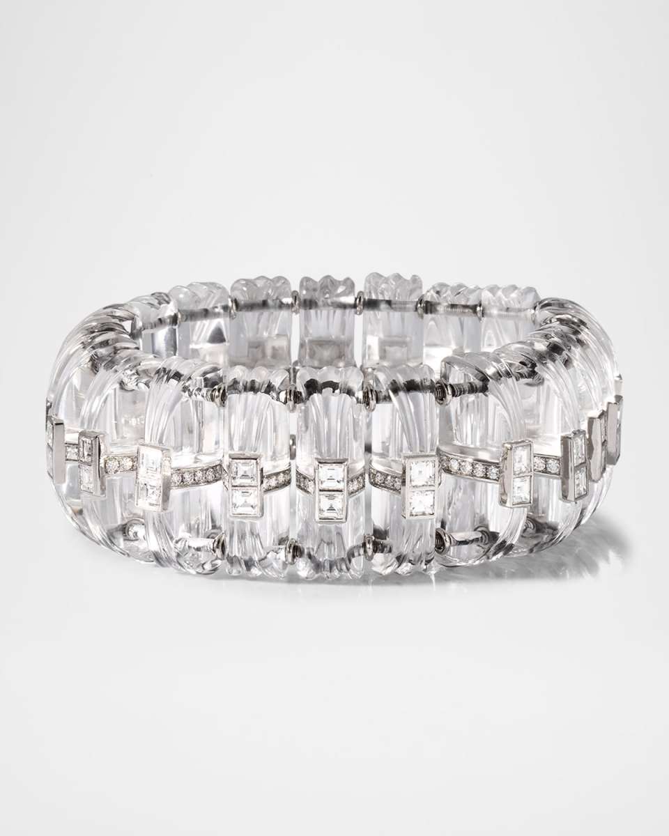 Platinum Crystal Quartz Bracelet with Diamonds